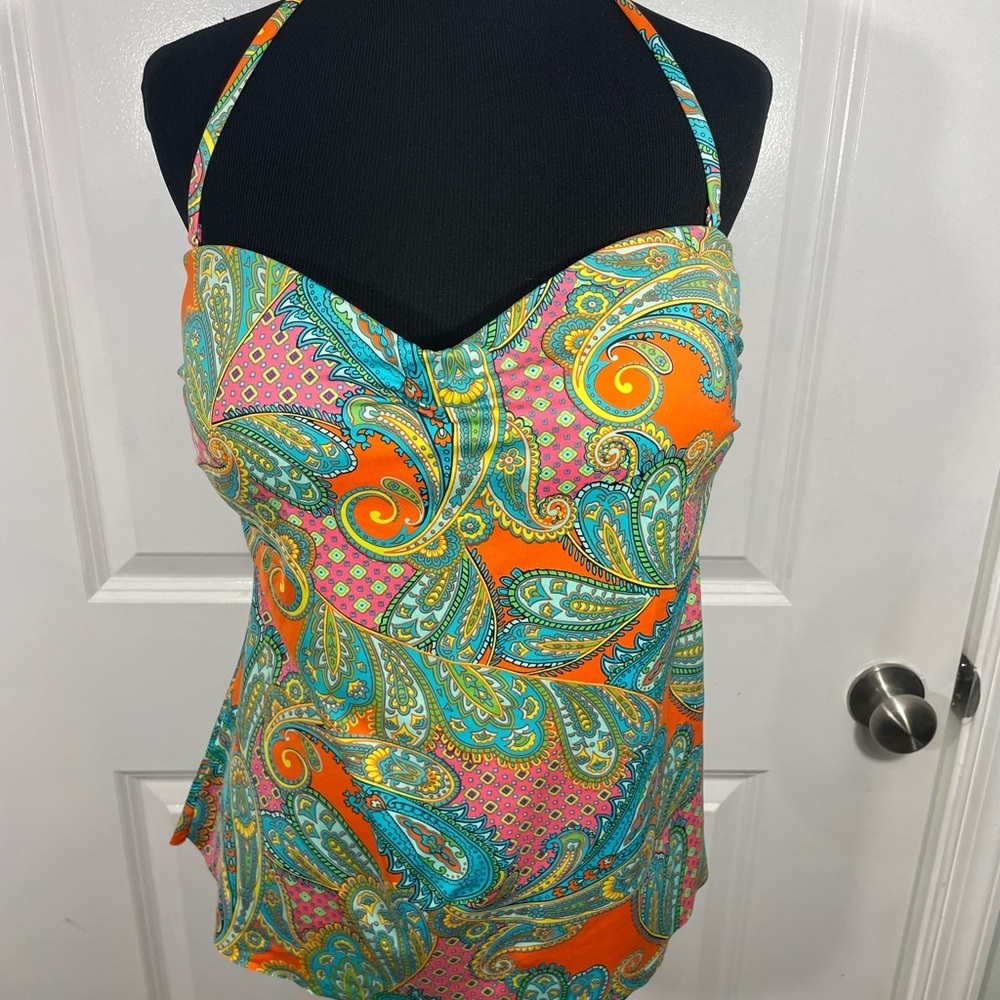 Ana Vibrant Paisley Halter Top Size 14 CB-110 - Picture 1 of 7